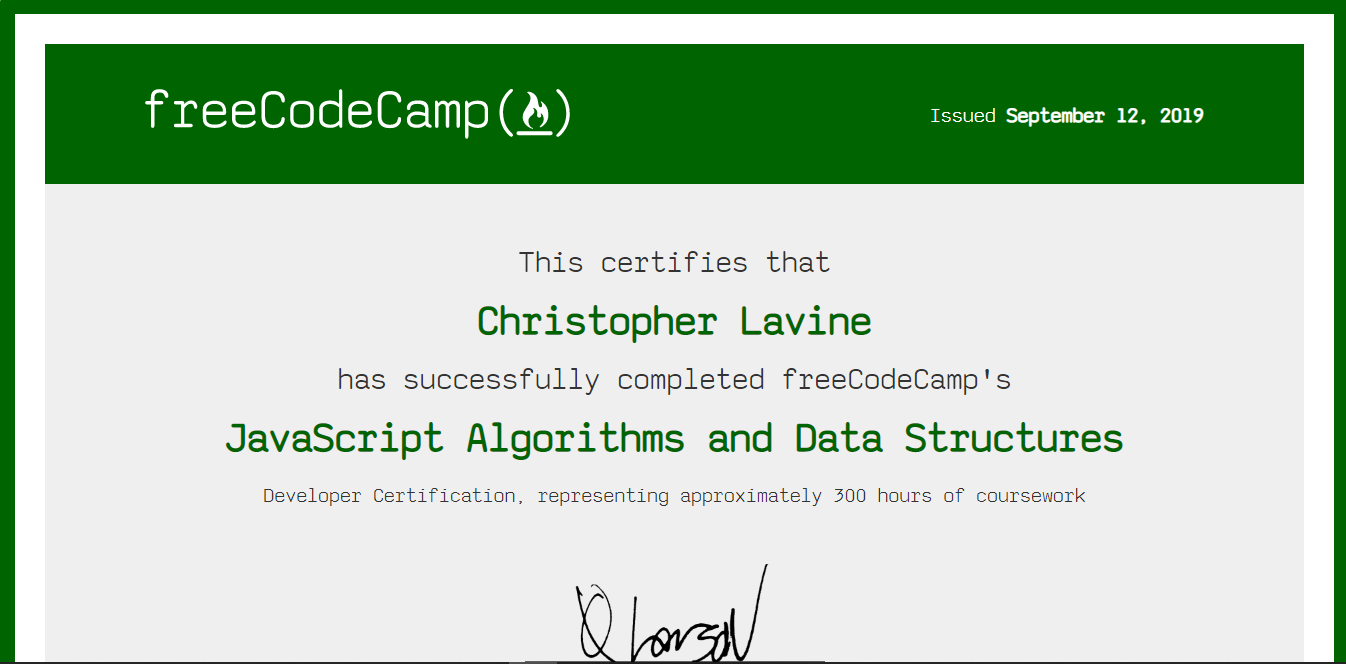 javaScript certificate